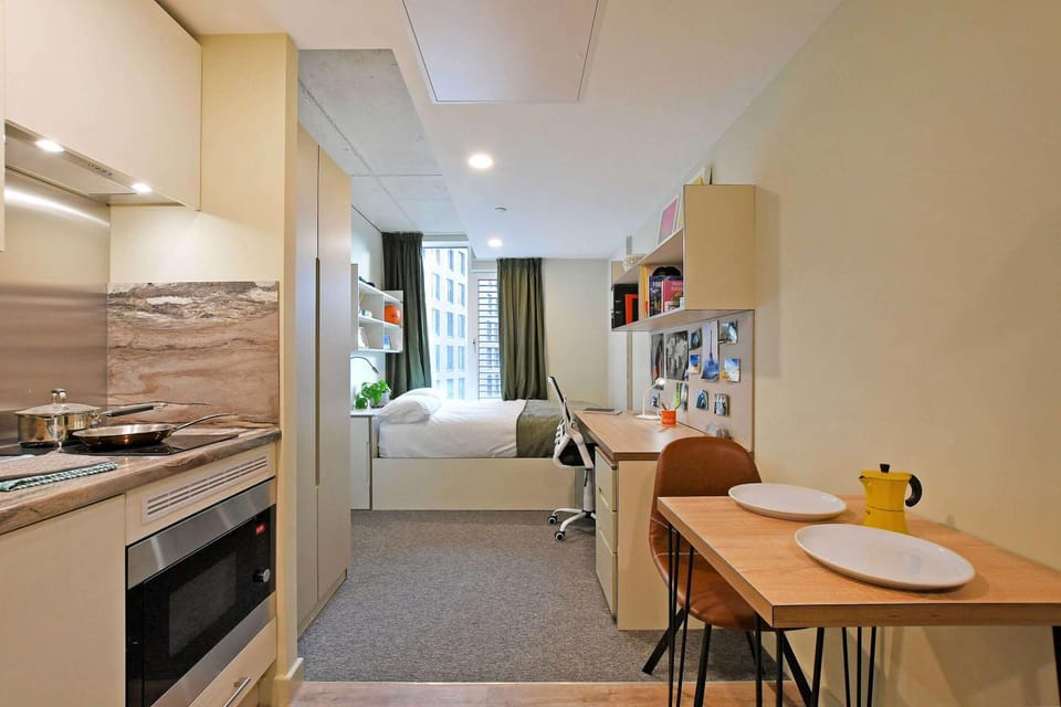 Bed, Kitchen or kitchenette, Photo of the whole room, Seating area, Bedroom, oven, stove