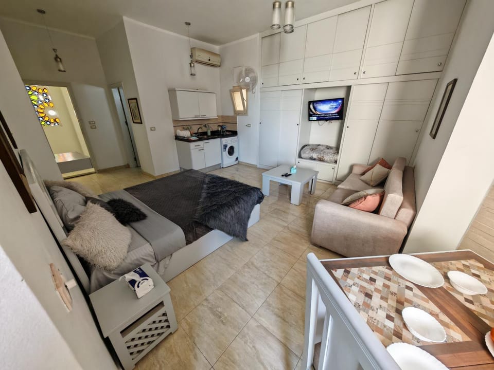 Bed, TV and multimedia, Kitchen or kitchenette, Photo of the whole room, Seating area, wardrobe, air conditioner