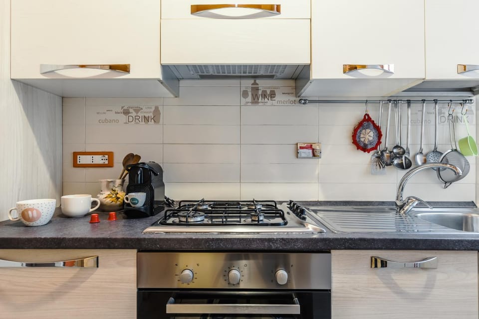 Kitchen or kitchenette, stove