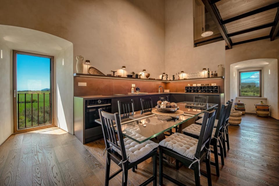 Natural landscape, View (from property/room), Dining area, dishwasher, oven, stove