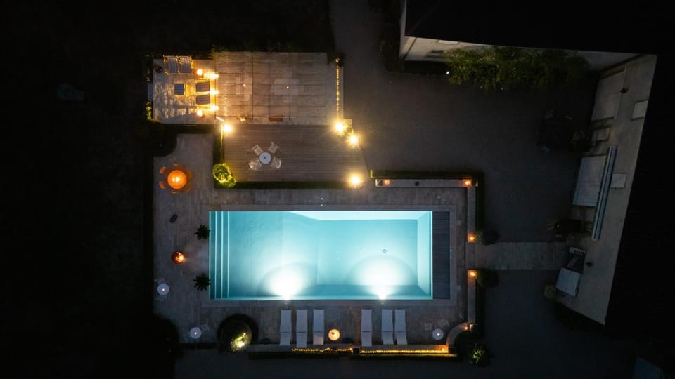 Night, Pool view, Swimming pool