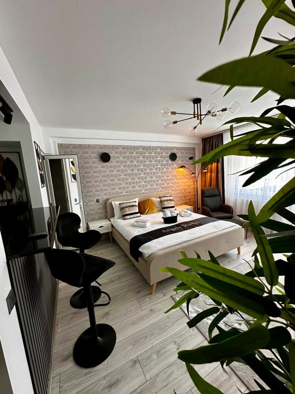 Bed, Living room, Photo of the whole room, Seating area, Bedroom