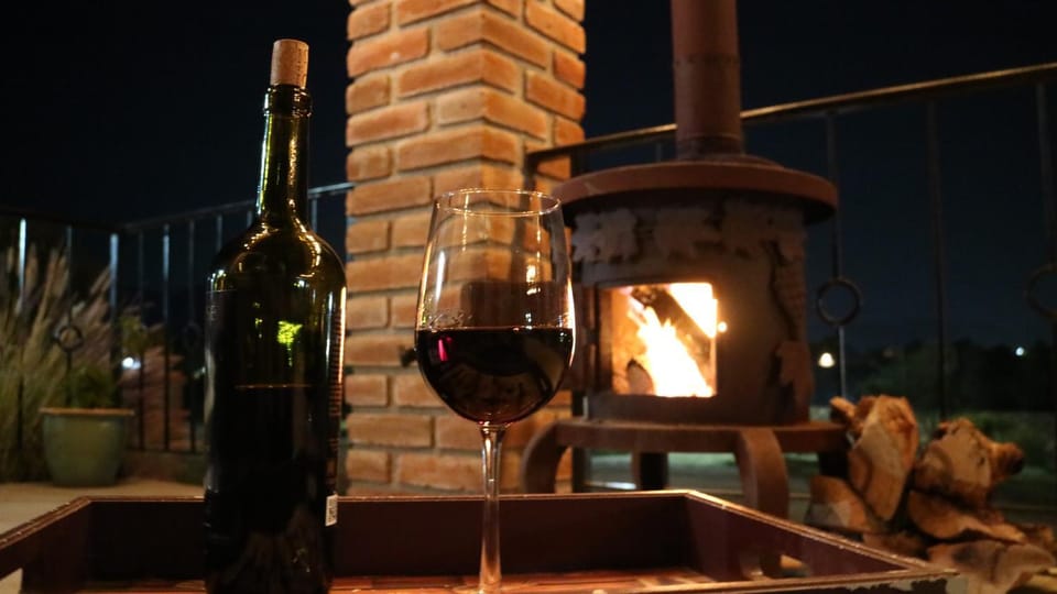 Night, Drinks, fireplace