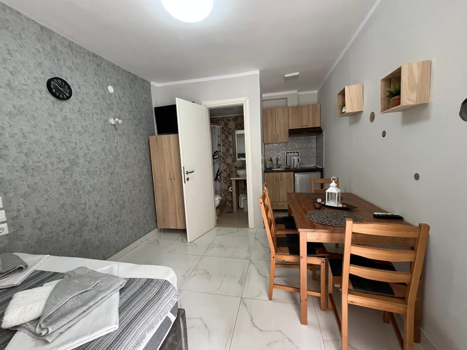 Kitchen or kitchenette, stove