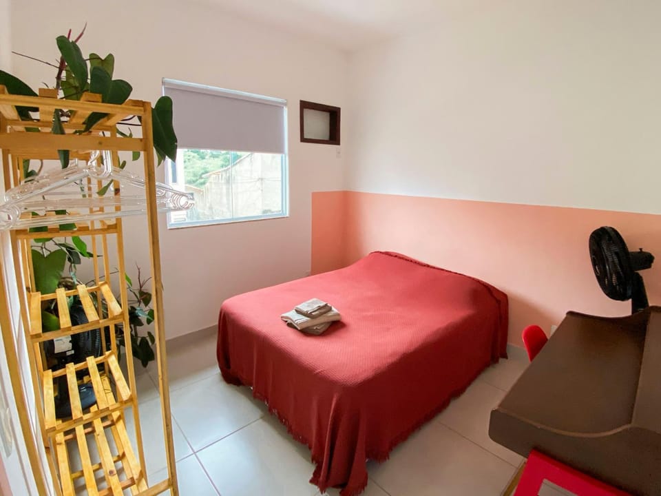 Bed, Bedroom, locker, towels, air conditioner