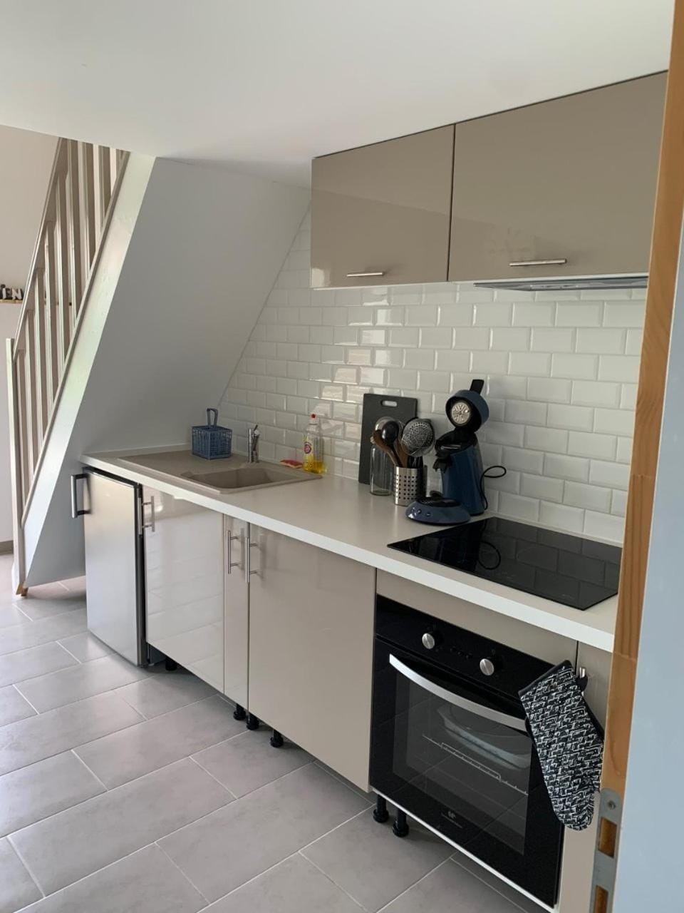 Kitchen or kitchenette, stove, toaster