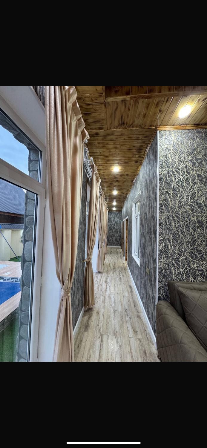 Wood house hot pool in Qebele Vendam Villa in Azerbaijan