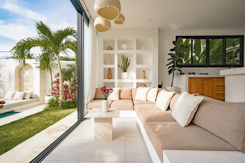 Living room, Seating area, Garden view