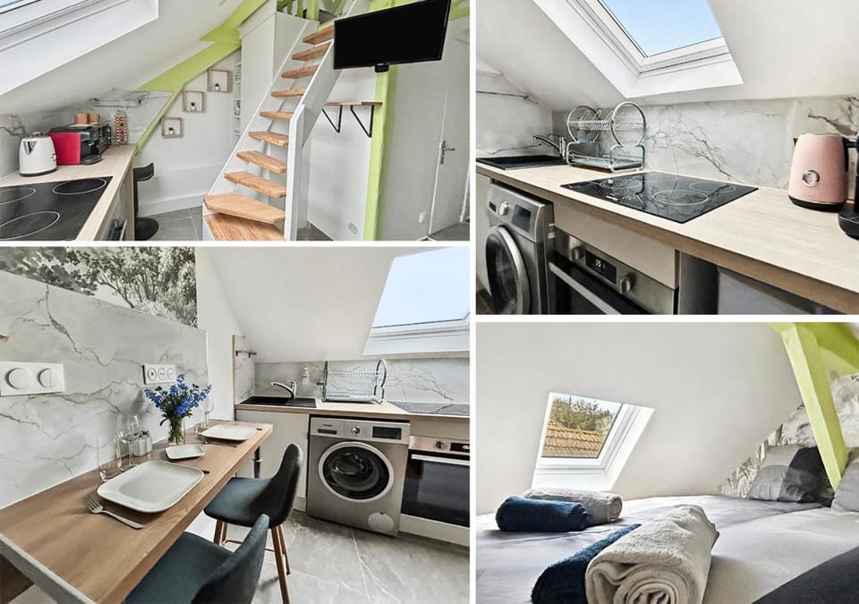 Kitchen or kitchenette, stove