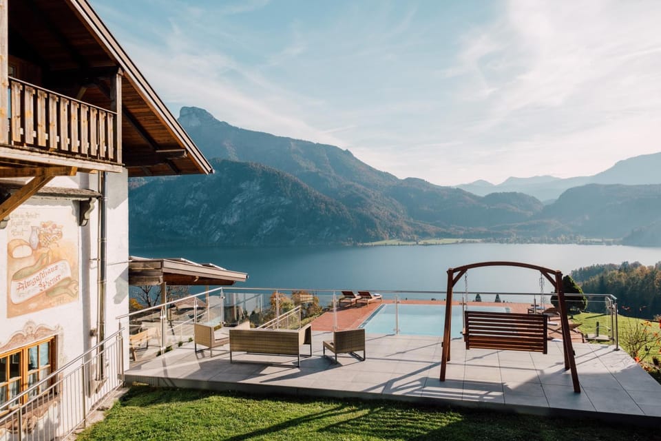 Patio, View (from property/room), Balcony/Terrace, Seating area, Lake view, Mountain view, Swimming pool