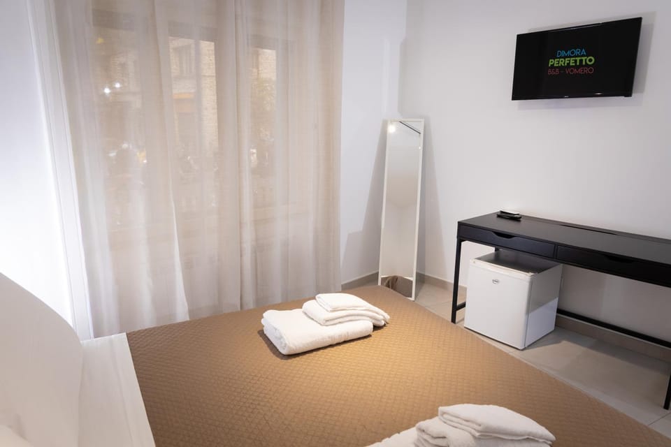 Bed, TV and multimedia, Bedroom, towels, wardrobe, air conditioner