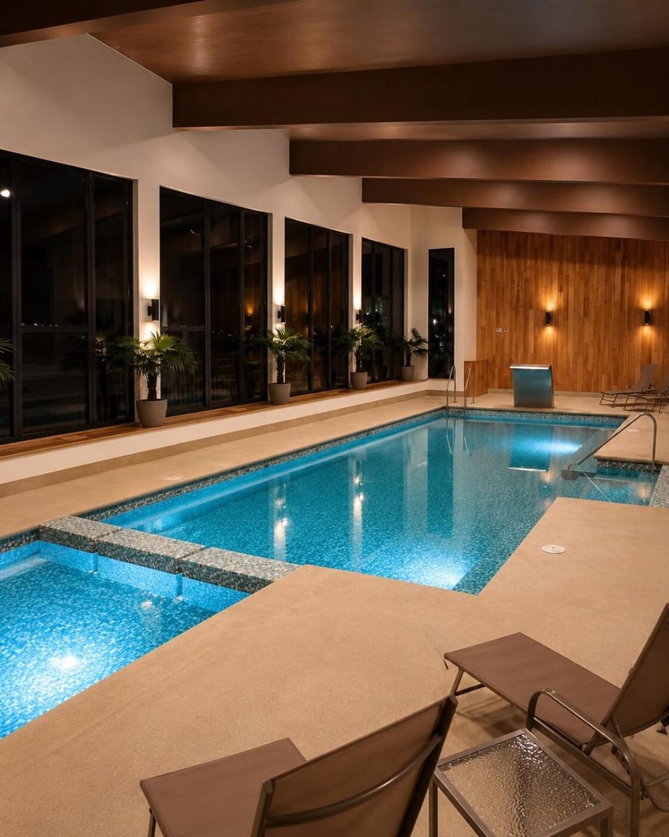 Pool view, Swimming pool, sunbed