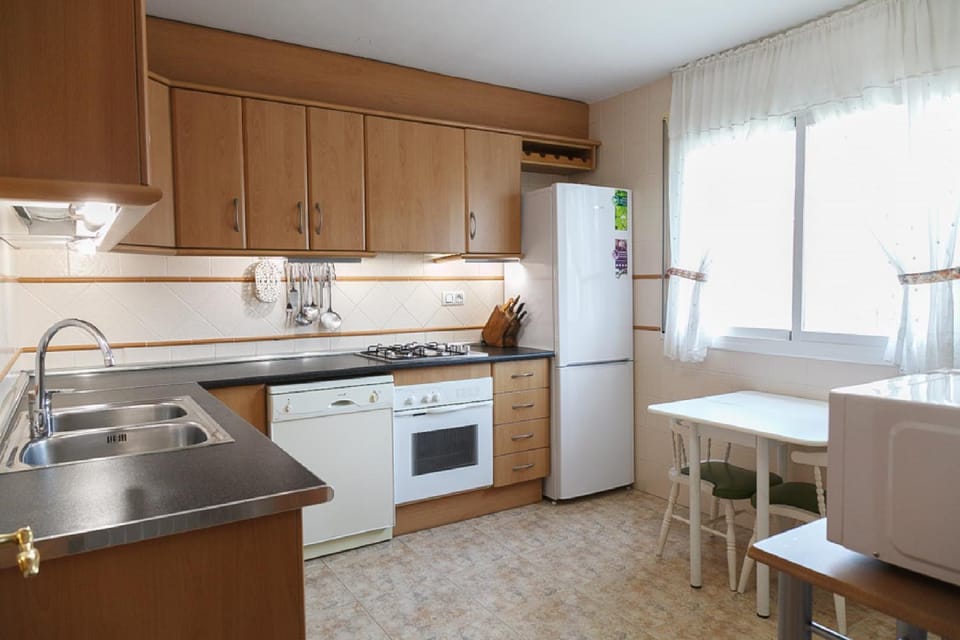 Kitchen or kitchenette, dishwasher, stove