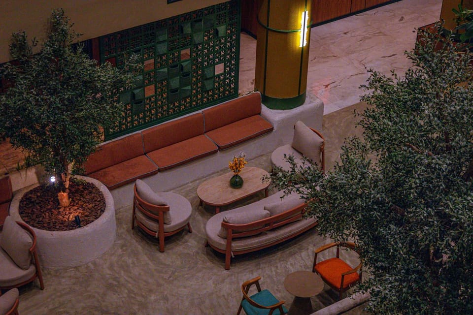 Property building, Night, Seating area