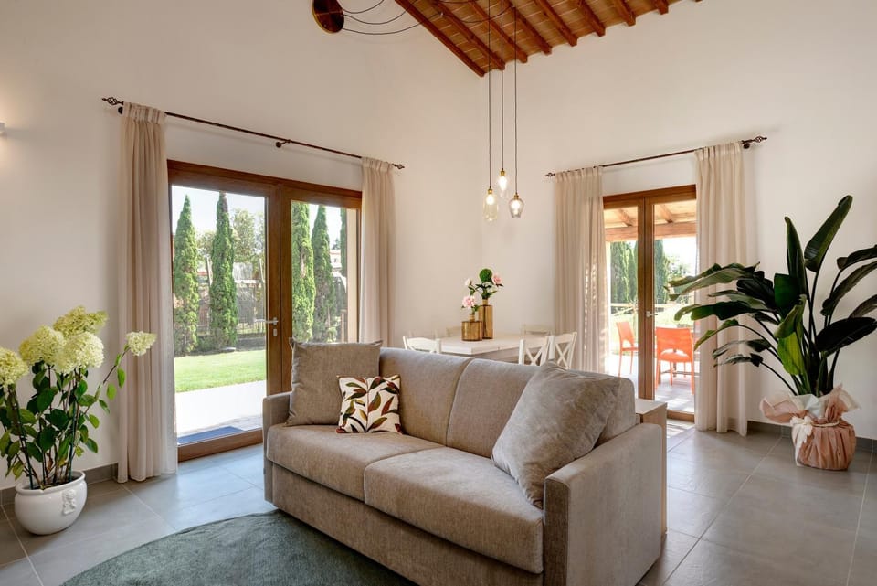 Living room, Seating area, Garden view