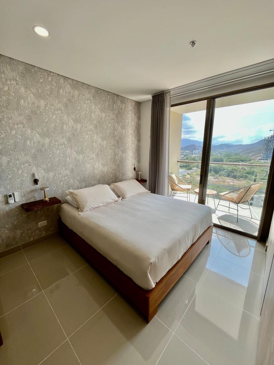 Bed, Natural landscape, Bedroom, Mountain view