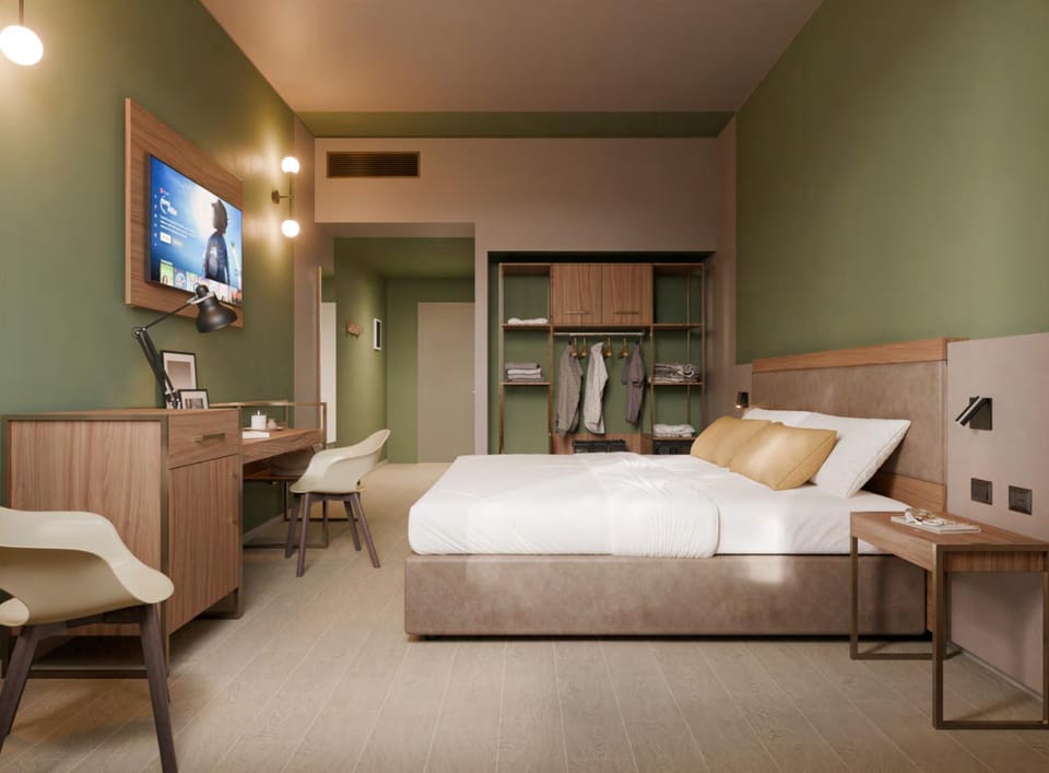 Bed, TV and multimedia, Photo of the whole room, Seating area, Bedroom, air conditioner