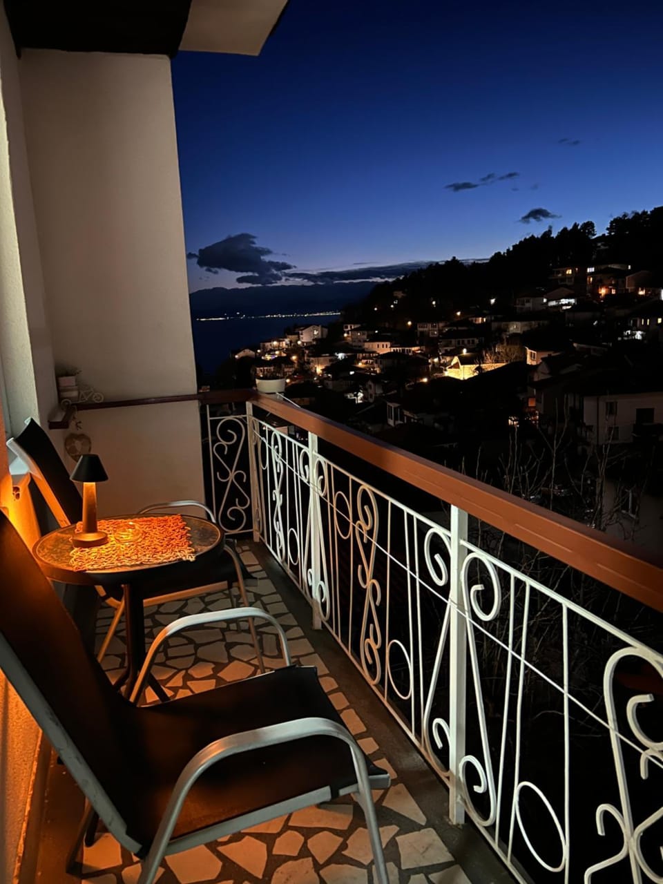 Patio, Night, Natural landscape, View (from property/room), Balcony/Terrace, Living room, Mountain view, Sea view