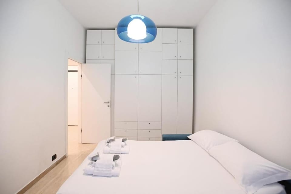 Bed, wardrobe