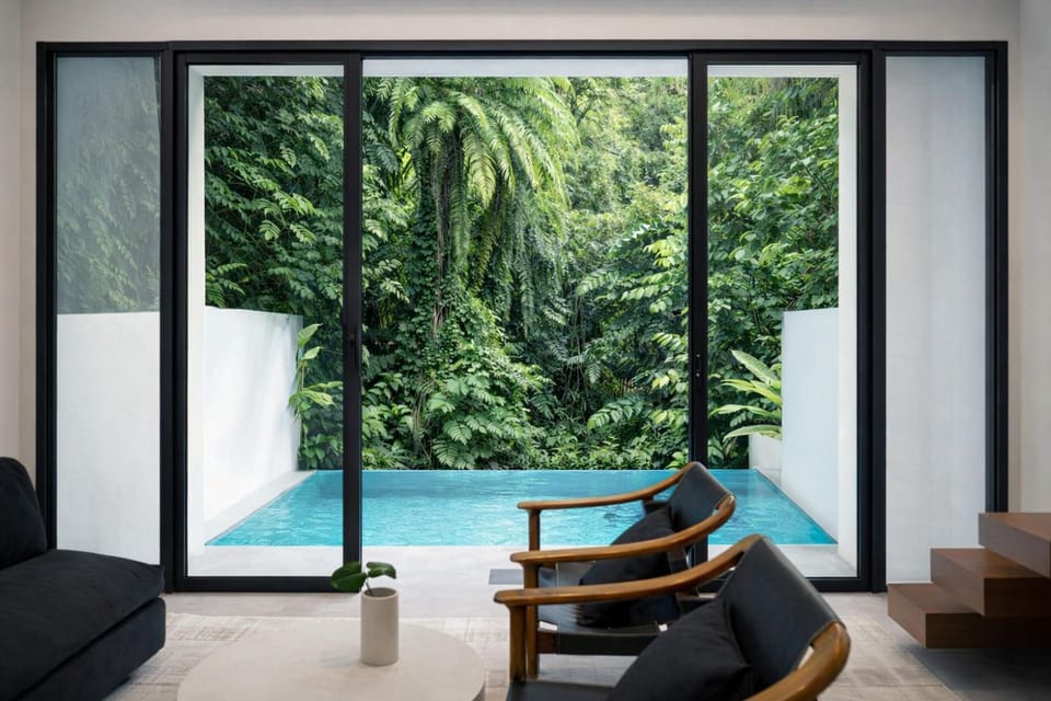 Living room, Pool view