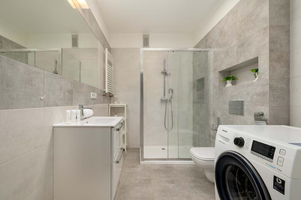 Shower, Bathroom, hair dryier, washing machine