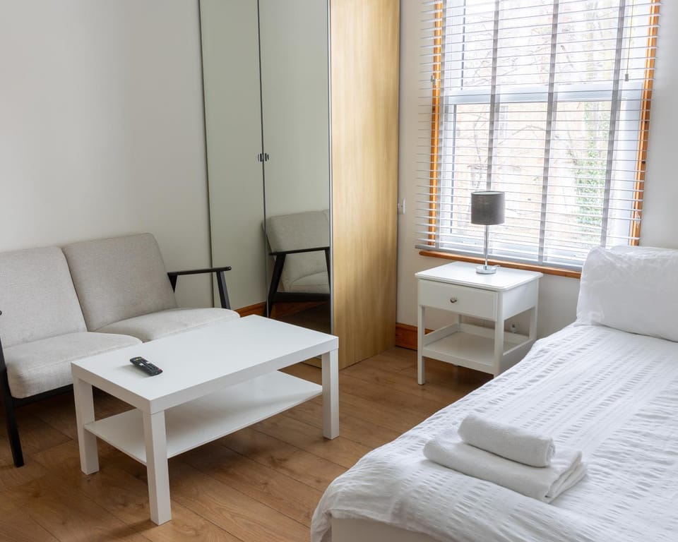 Seating area, wardrobe