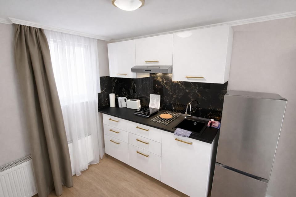 Kitchen or kitchenette, stove, kitchen