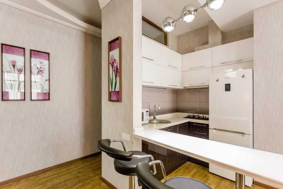 Kitchen or kitchenette, minibar, stove