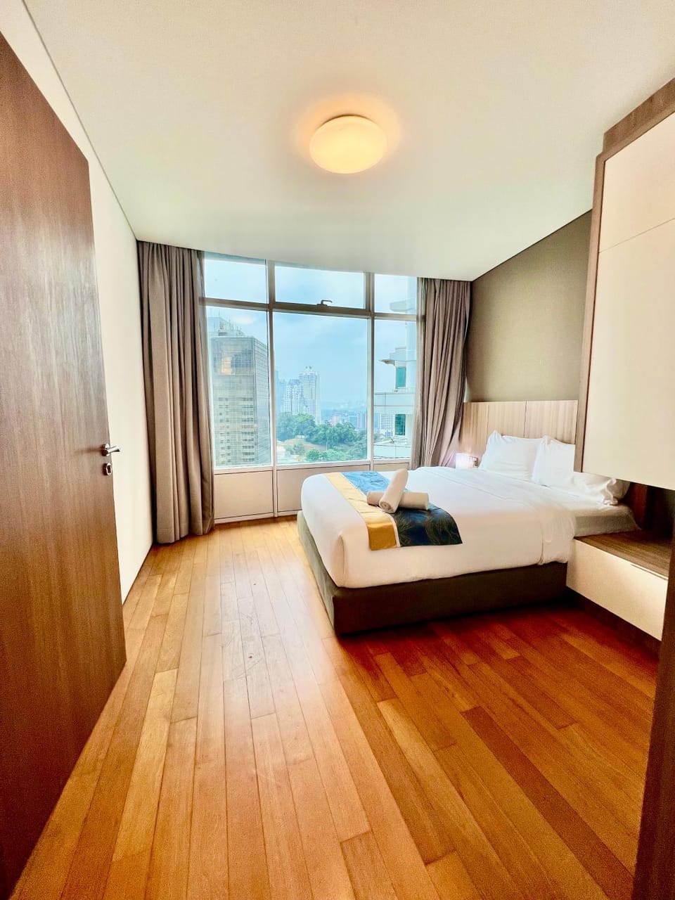 Bed, Photo of the whole room, Bedroom, towels, wardrobe