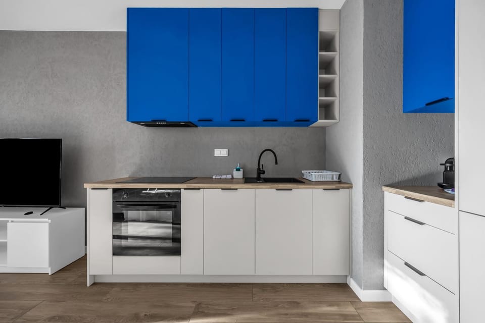 Kitchen or kitchenette, dishwasher, oven, stove