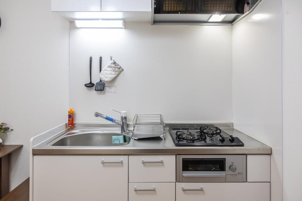 Kitchen or kitchenette, stove