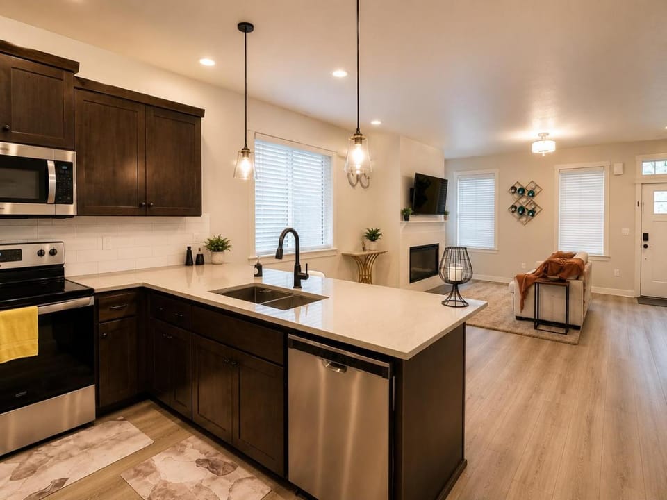 TV and multimedia, Kitchen or kitchenette, Dining area, dishwasher, oven, stove