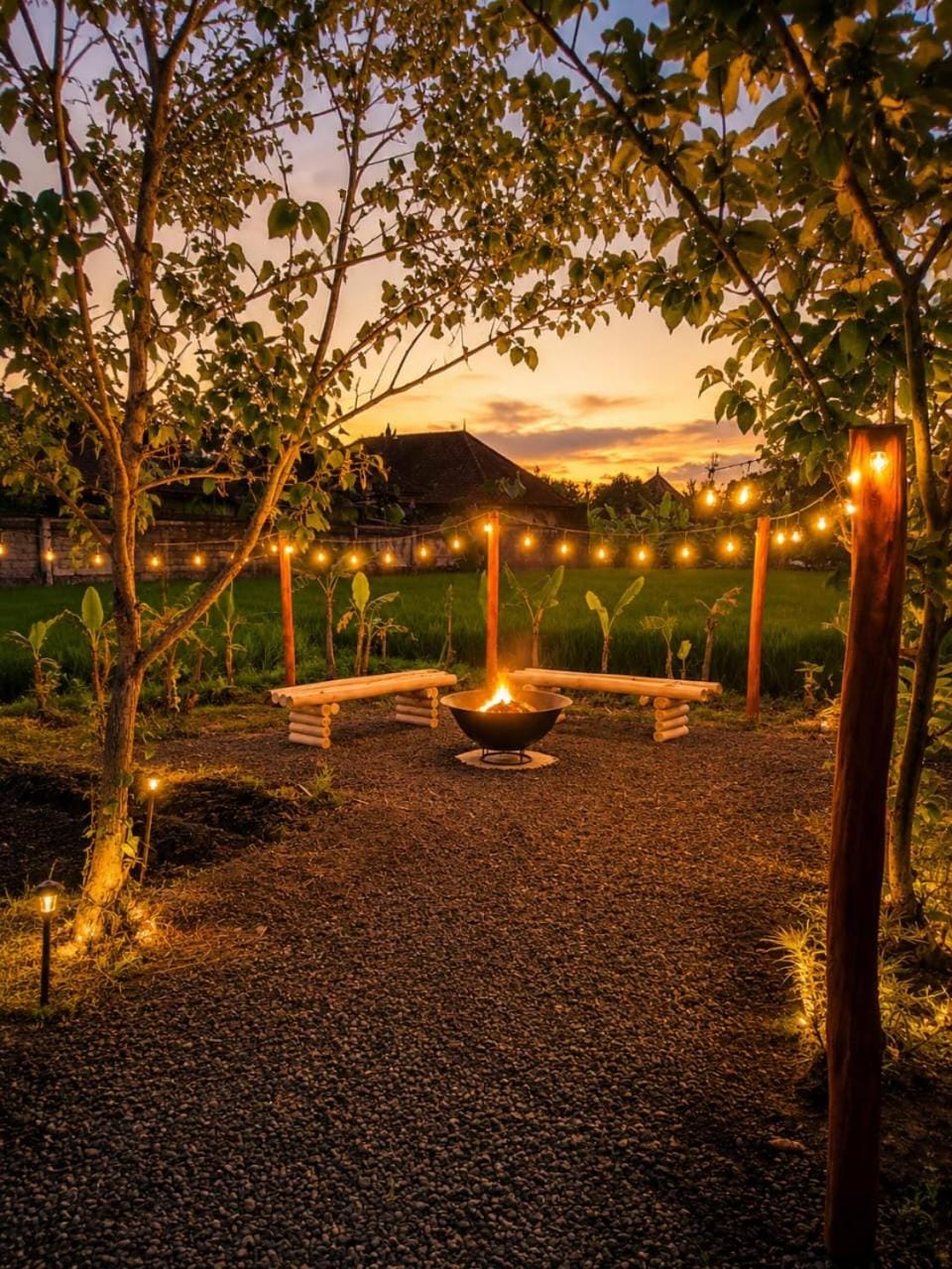 Natural landscape, Garden, Sunset