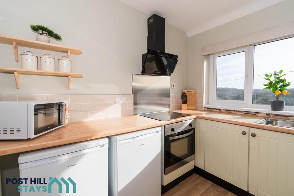 Kitchen or kitchenette, oven, stove