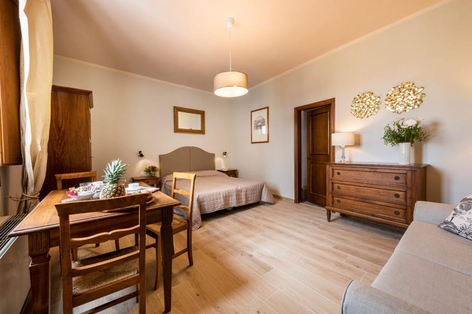 Bed, Living room, Dining area