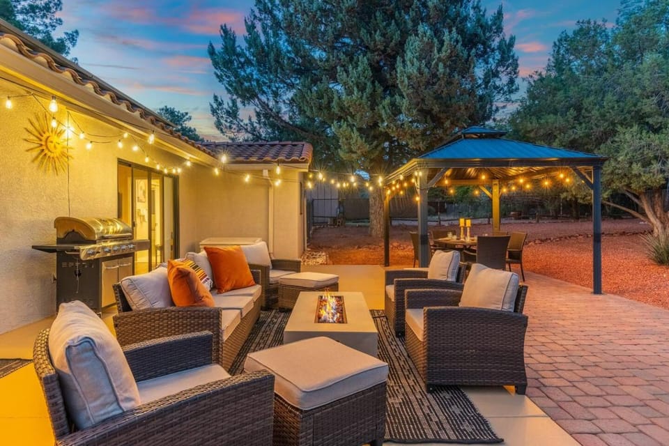 Patio, Night, Seating area