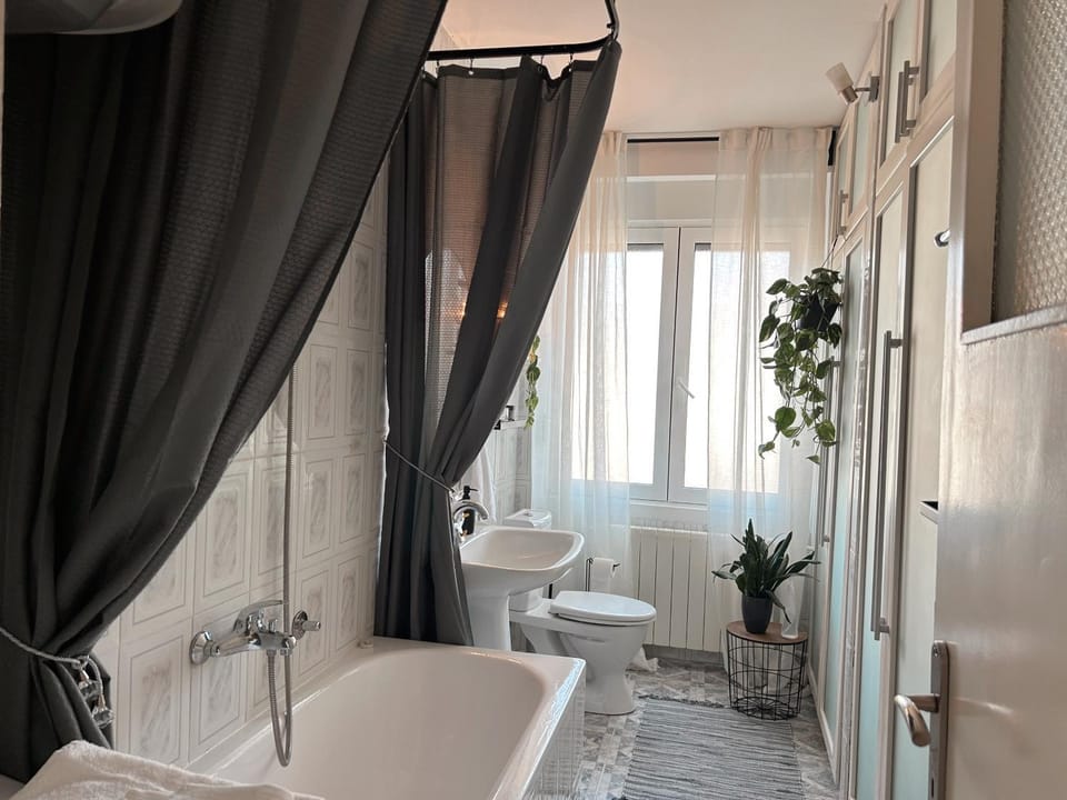 Toilet, Bathroom, towels, washing machine