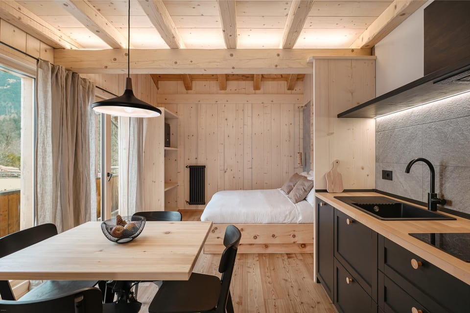 Bed, Kitchen or kitchenette, Photo of the whole room, Dining area, Bedroom, minibar, stove