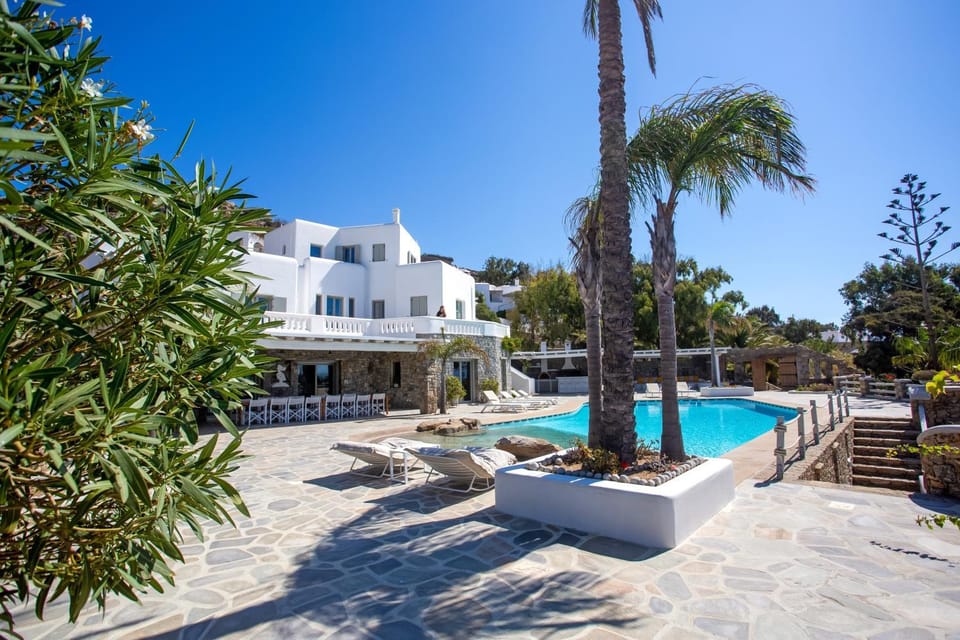 Property building, Living room, Swimming pool