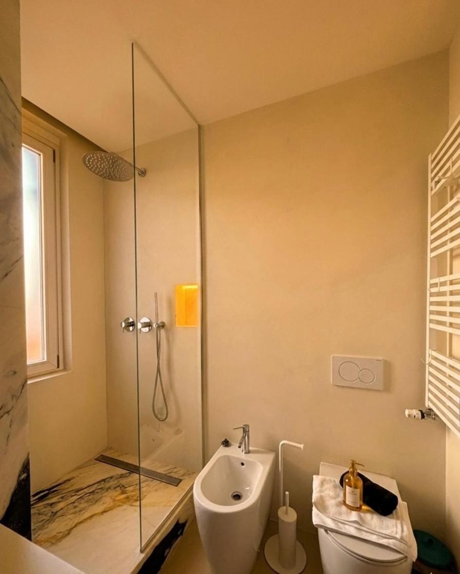 Shower, Toilet, Bathroom, bidet, hair dryier, towels