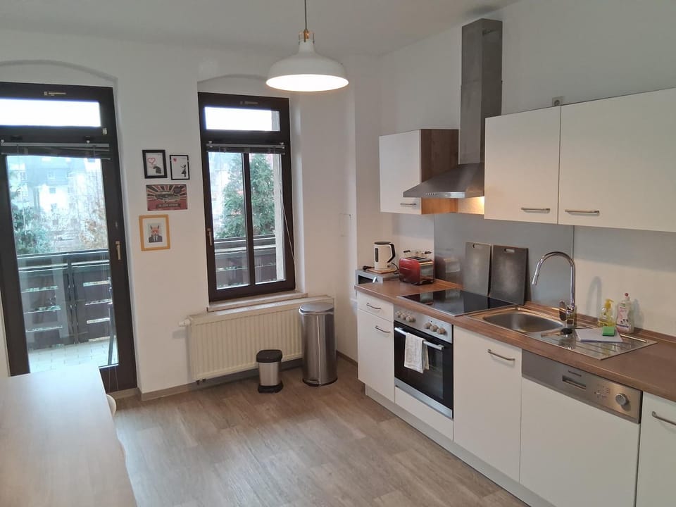 Kitchen or kitchenette, dishwasher, stove