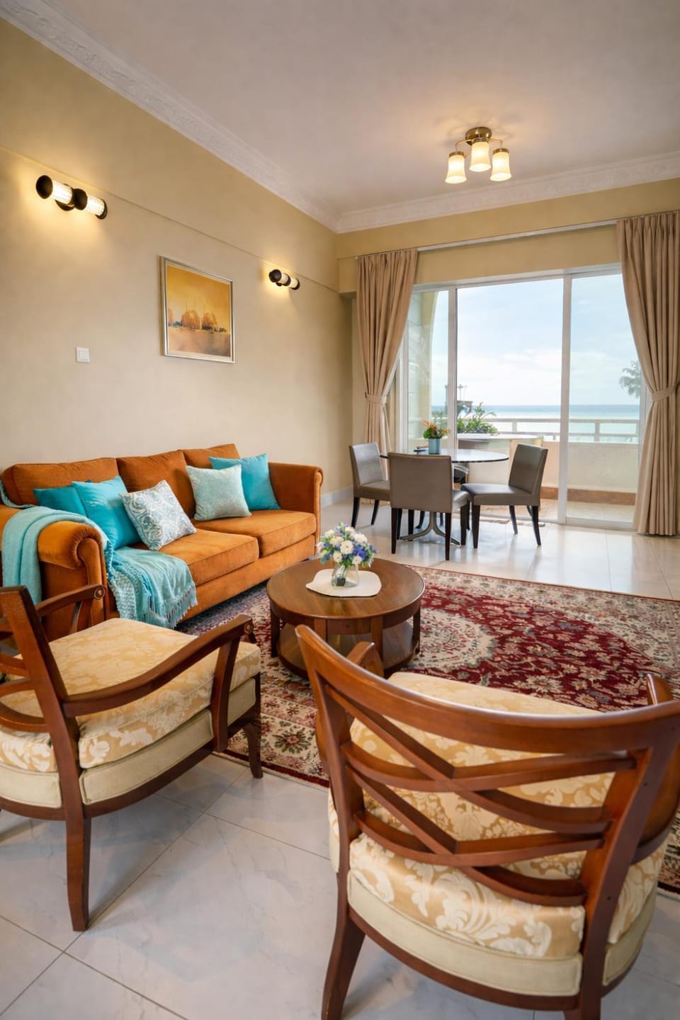 Living room, Seating area, Dining area, Sea view