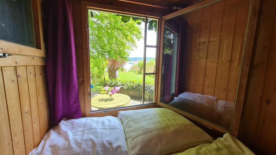 Bed, Natural landscape, Photo of the whole room, Bedroom, Garden view