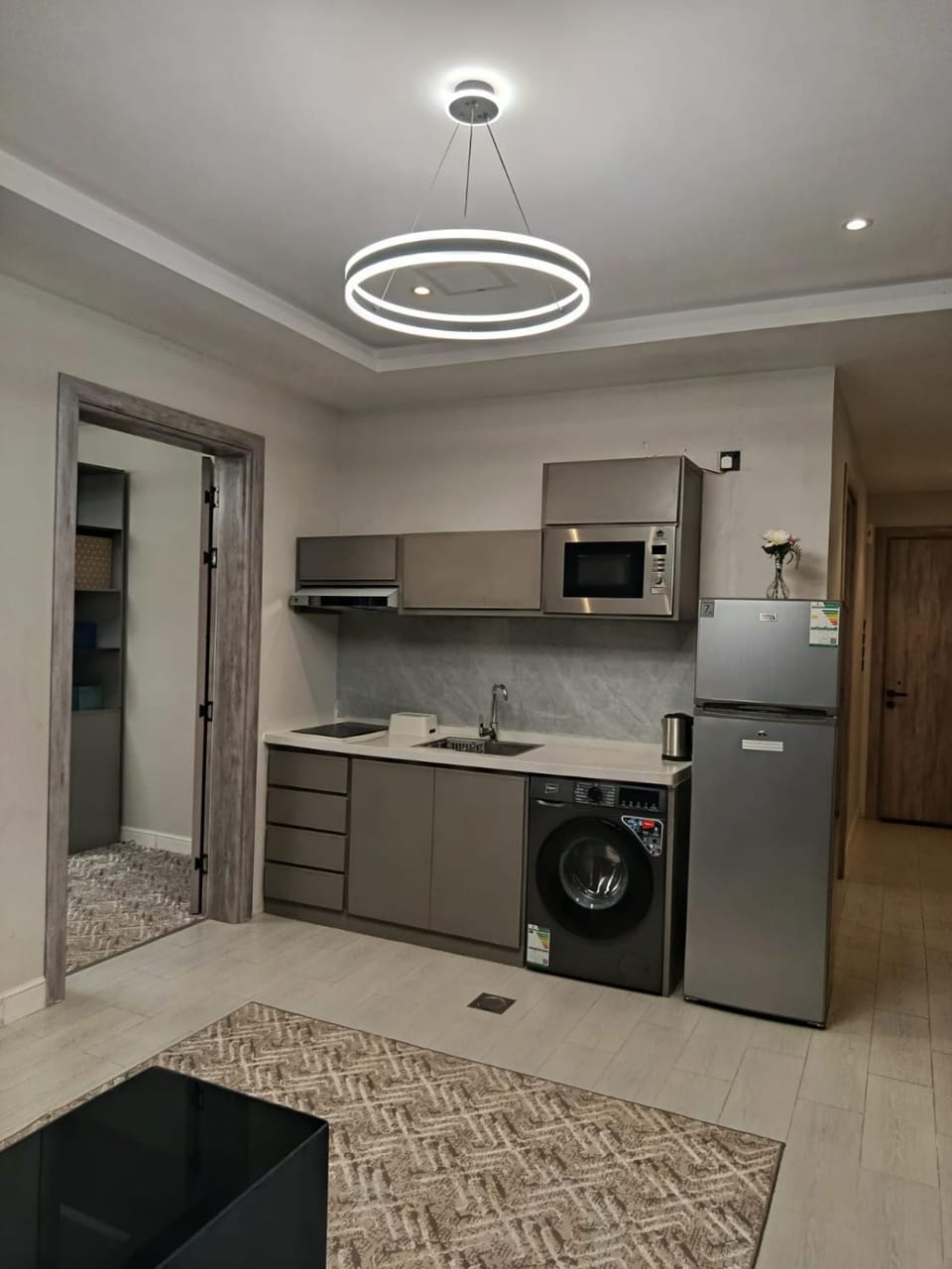 Kitchen or kitchenette, oven, stove