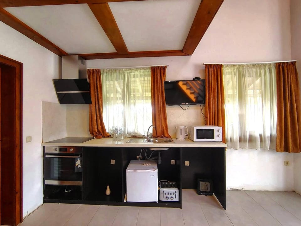 Kitchen or kitchenette, oven