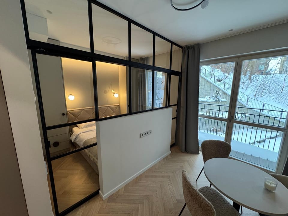 New Cozy Designer Apartment in Uzupis Walk to Old Town in a Luxury Building Garden View Balcony Apartment in Vilnius