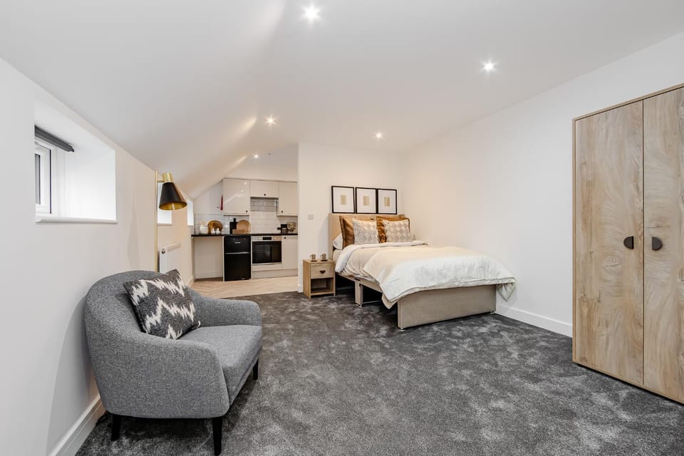 Bed, Kitchen or kitchenette, Photo of the whole room, Seating area, Bedroom, wardrobe