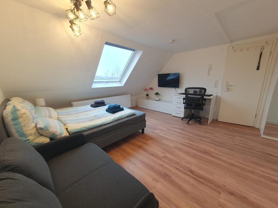 Bed, TV and multimedia, wardrobe