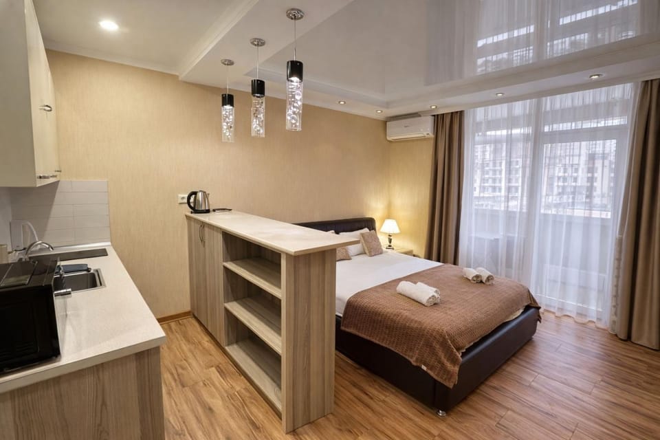 Bed, View (from property/room), kitchen, air conditioner