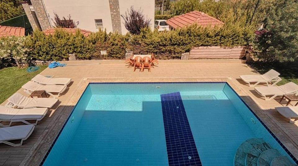 Swimming pool, sunbed